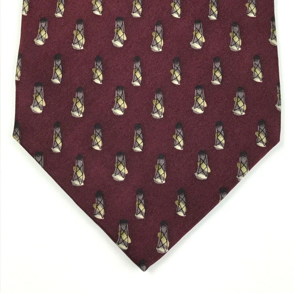 JERRY J GARCIA1996 Men's Silk Necktie Lady with Argyle Socks #14 Burgundy Tie